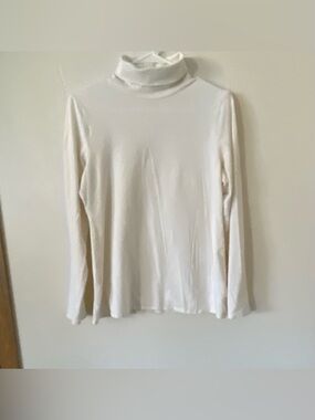 J.Jill Jersey Turtleneck Minimalist Cotton Cream Women's Long-Sleeve Top